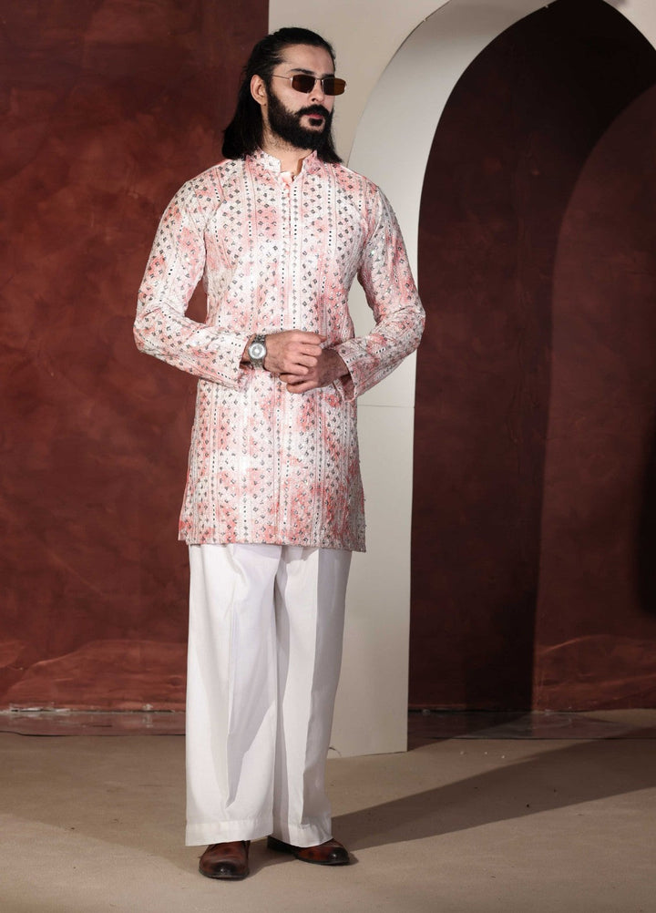 Rangari by Edge Republic Men RTW Embroidered Blended Cotton 2 Pcs Pink CK 766  - Festive Collection