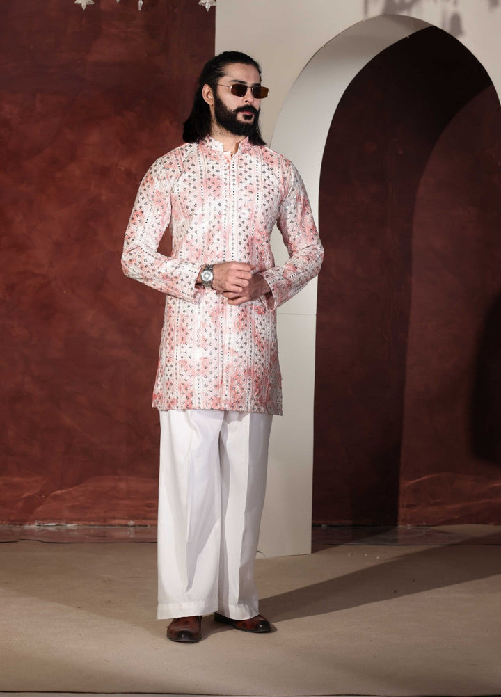 Rangari by Edge Republic Men RTW Embroidered Blended Cotton 2 Pcs Pink CK 766  - Festive Collection