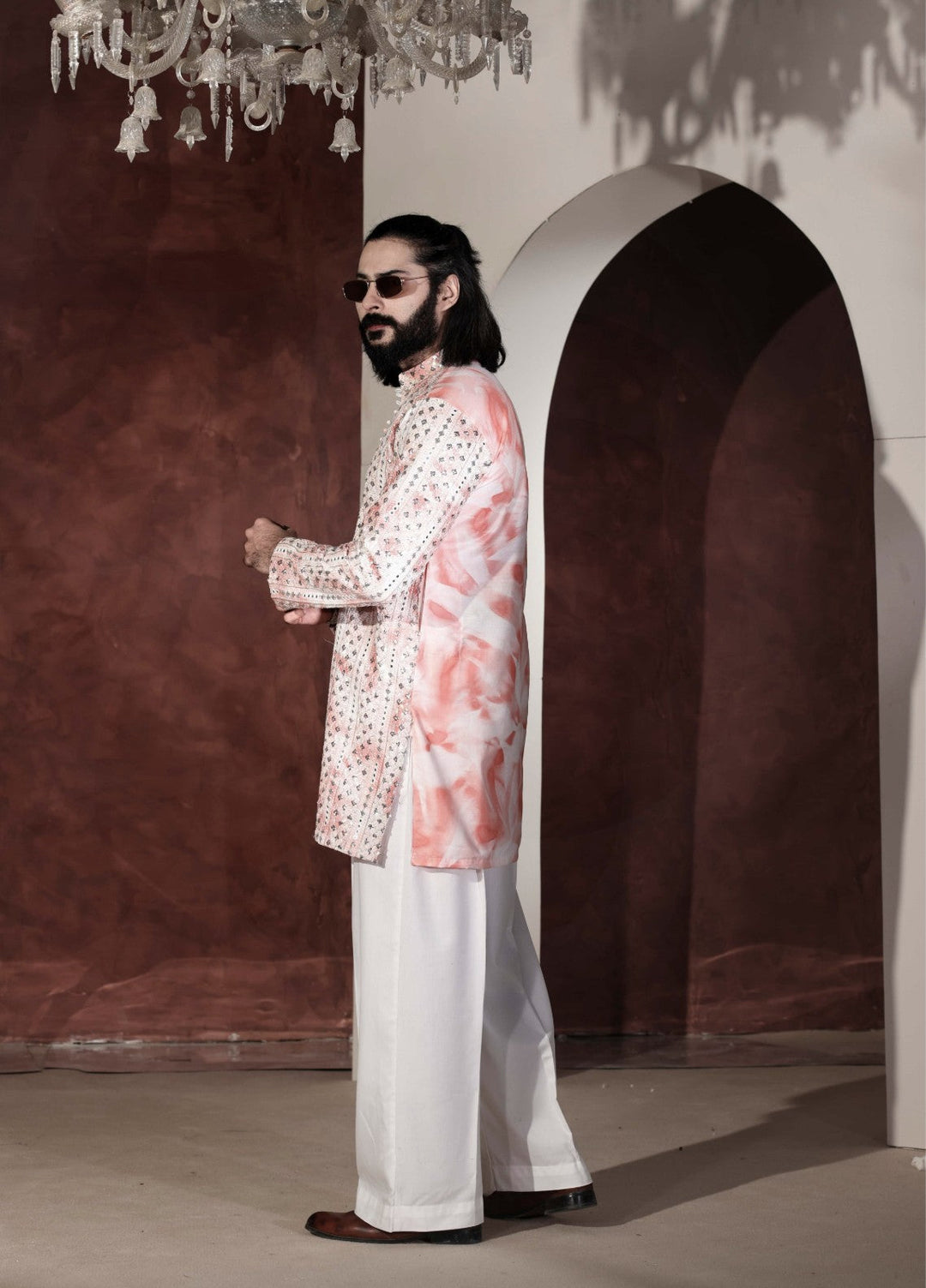 Rangari by Edge Republic Men RTW Embroidered Blended Cotton 2 Pcs Pink CK 766  - Festive Collection