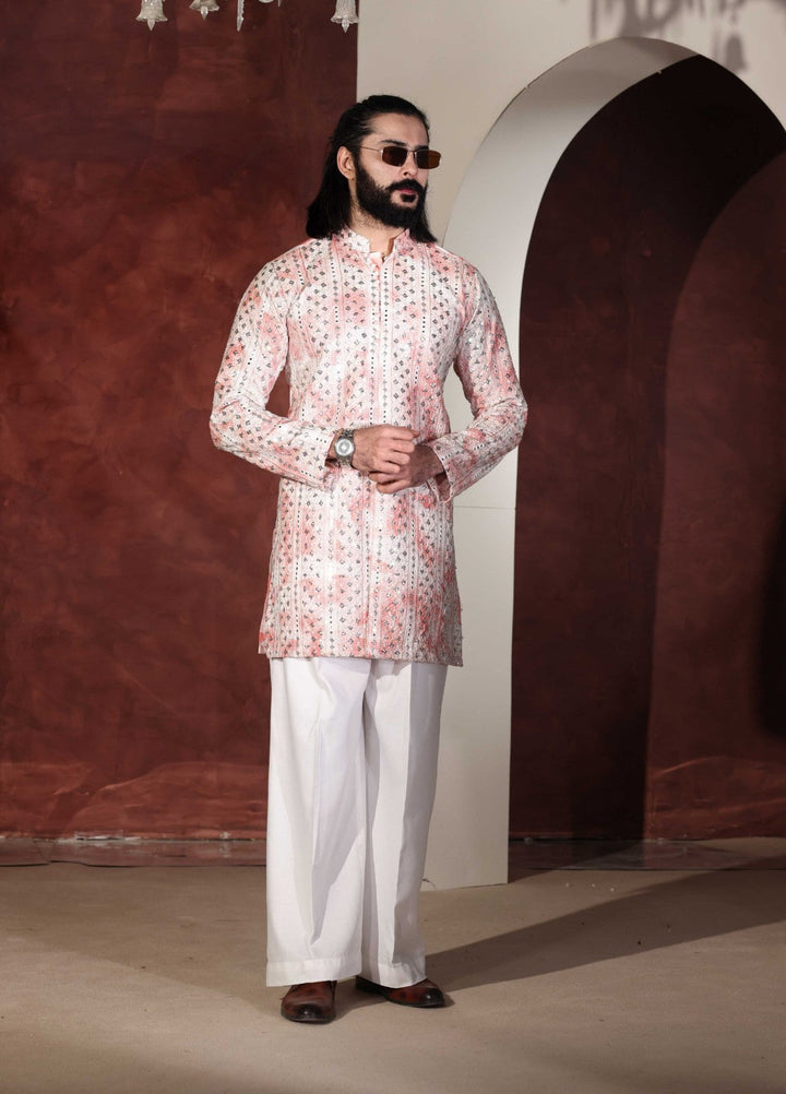 Rangari by Edge Republic Men RTW Embroidered Blended Cotton 2 Pcs Pink CK 766  - Festive Collection