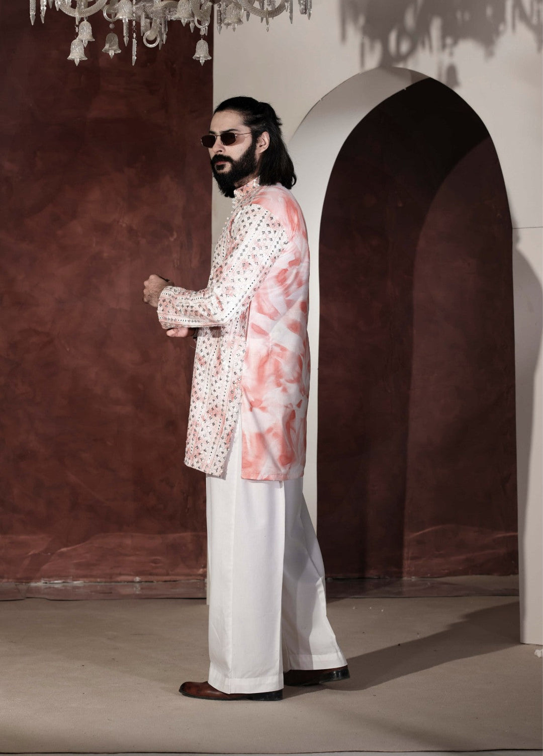 Rangari by Edge Republic Men RTW Embroidered Blended Cotton 2 Pcs Pink CK 766  - Festive Collection