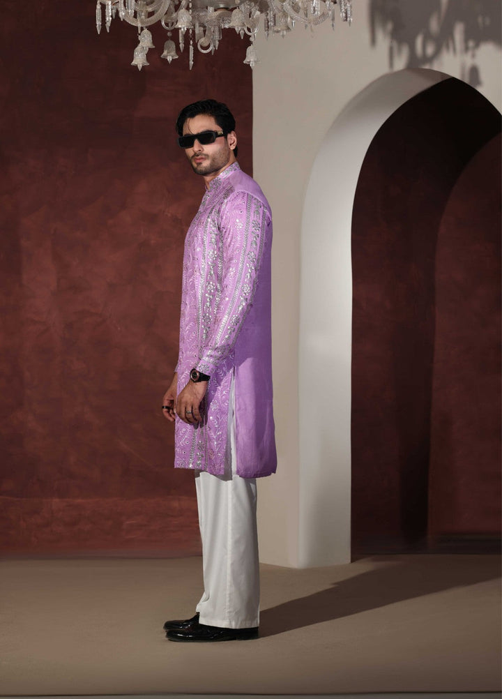 Rangari by Edge Republic Men RTW Embroidered Blended Cotton 2 Pcs Purple CK 763  - Festive Collection