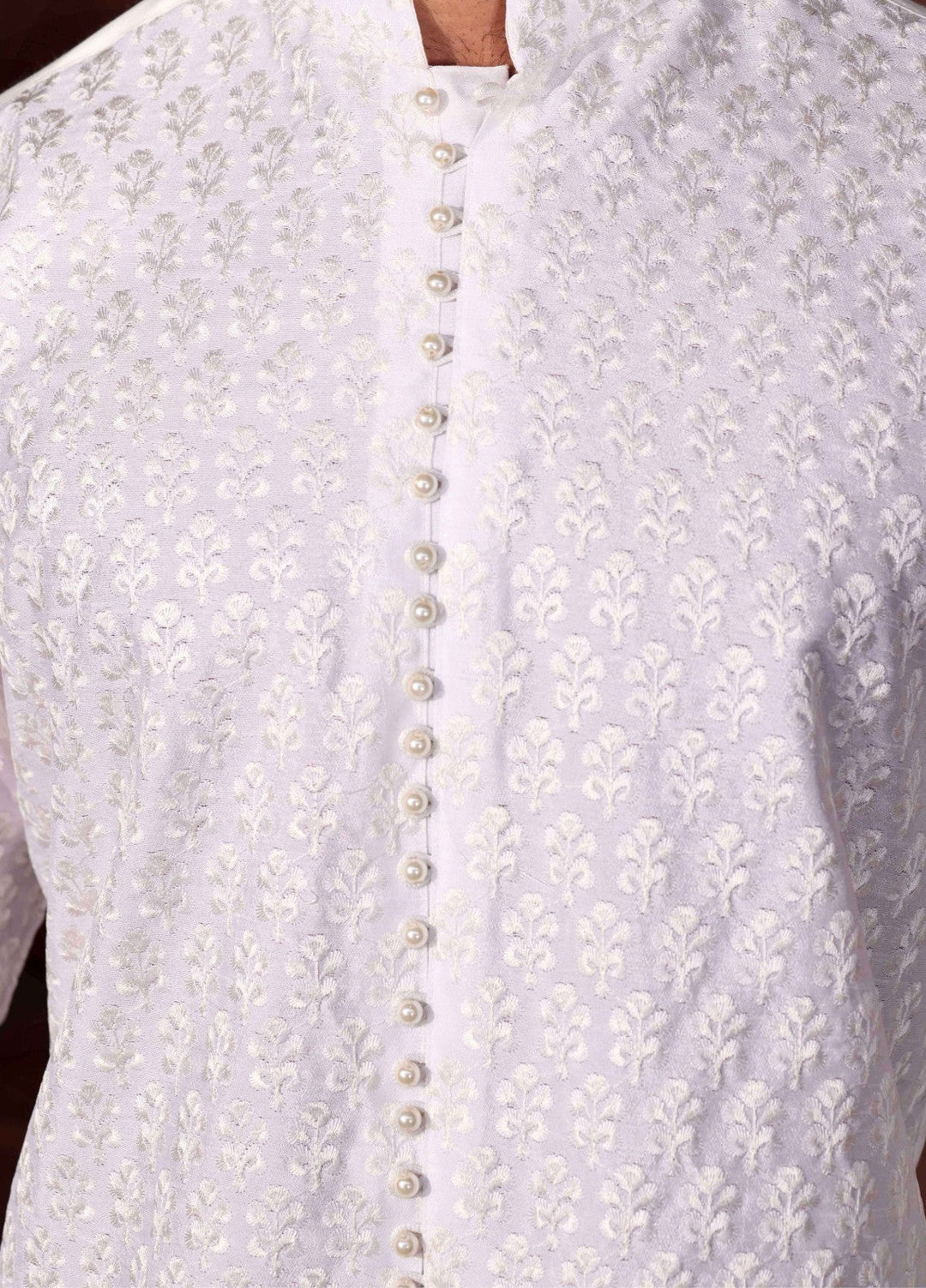 Rangari by Edge Republic Men RTW Embroidered Blended Cotton 2 Pcs White CK 759  - Festive Collection