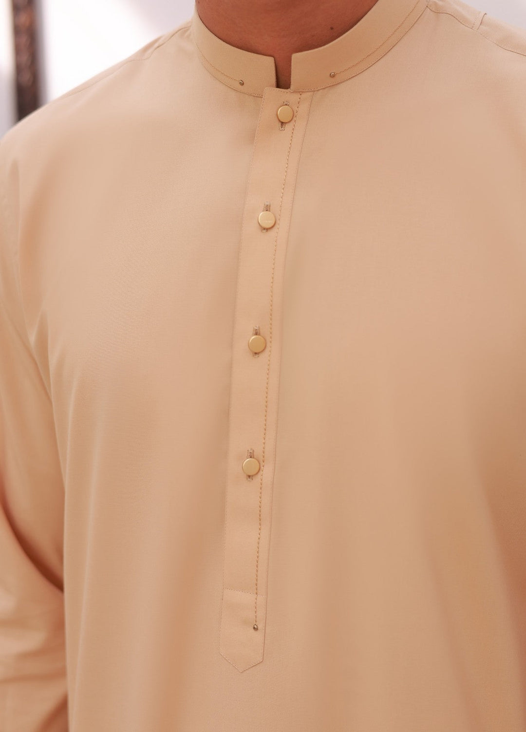 Khuzaim by Nomi Nisar Men RTW Wash N Wear Cream Kurta Pajama - Summer Collection
