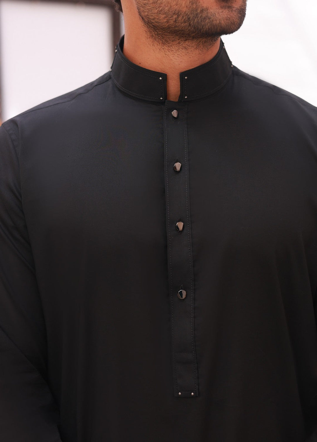 Khuzaim by Nomi Nisar Men RTW Wash N Wear Black Designer Kurta Pajama - Summer Collection