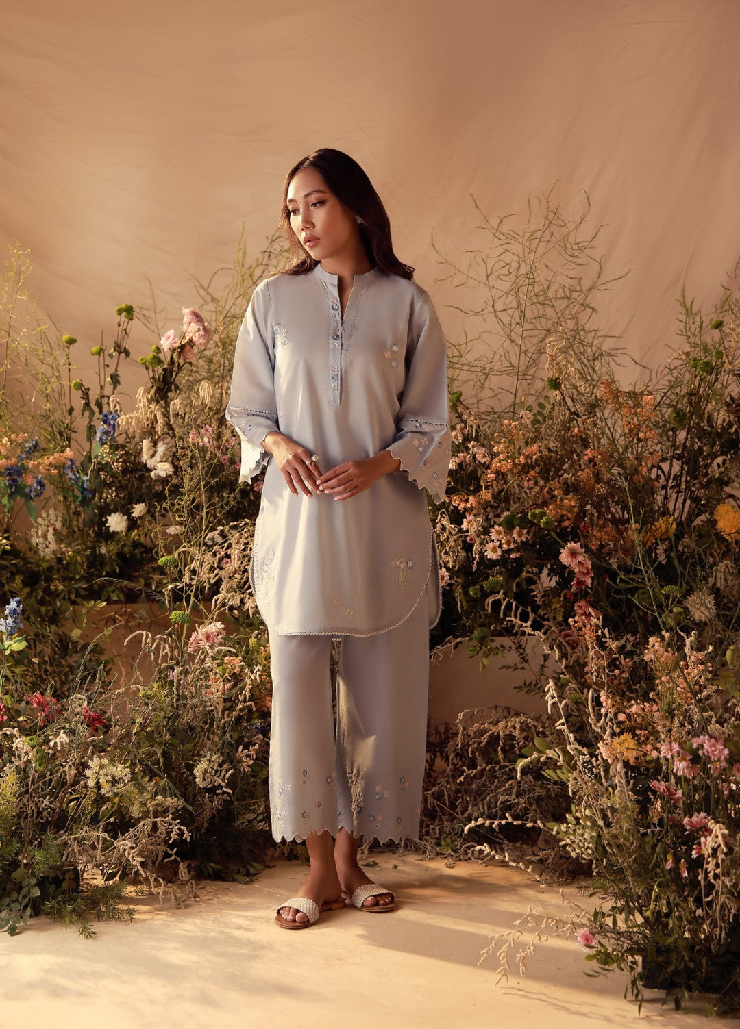 Sahar Women Embroidered Cambric 2 Piece Suit Bluebell - Casual Collection
