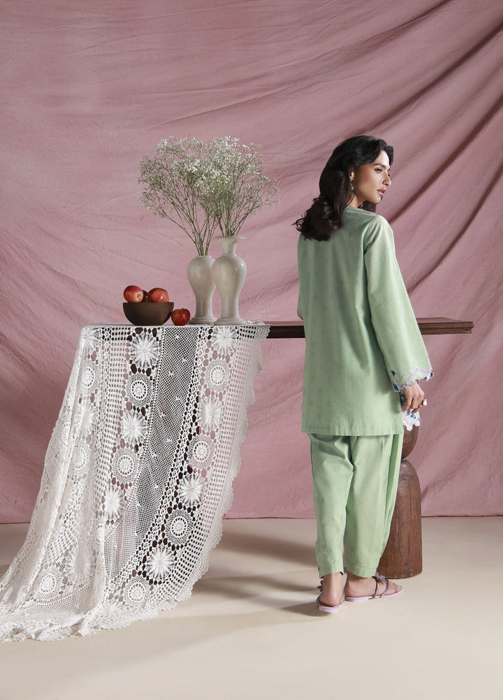 Sahar Women Embroidered Dobby 2 Piece Suit Mint Whisper - Casual Collection