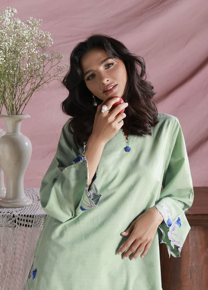Sahar Women Embroidered Dobby 2 Piece Suit Mint Whisper - Casual Collection