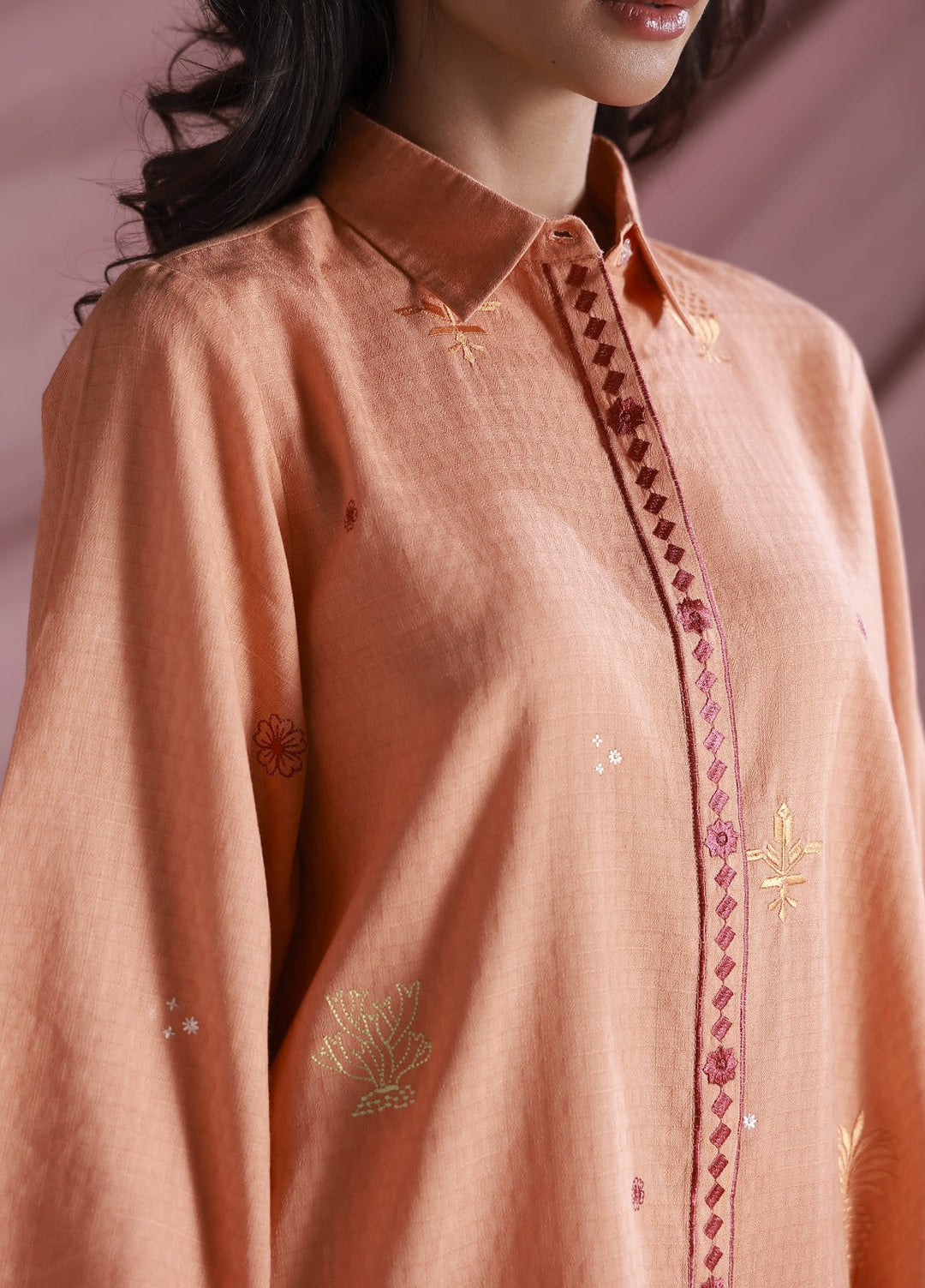 Sahar Women Embroidered Dobby 2 Piece Suit Citrus Bloom - Casual Collection