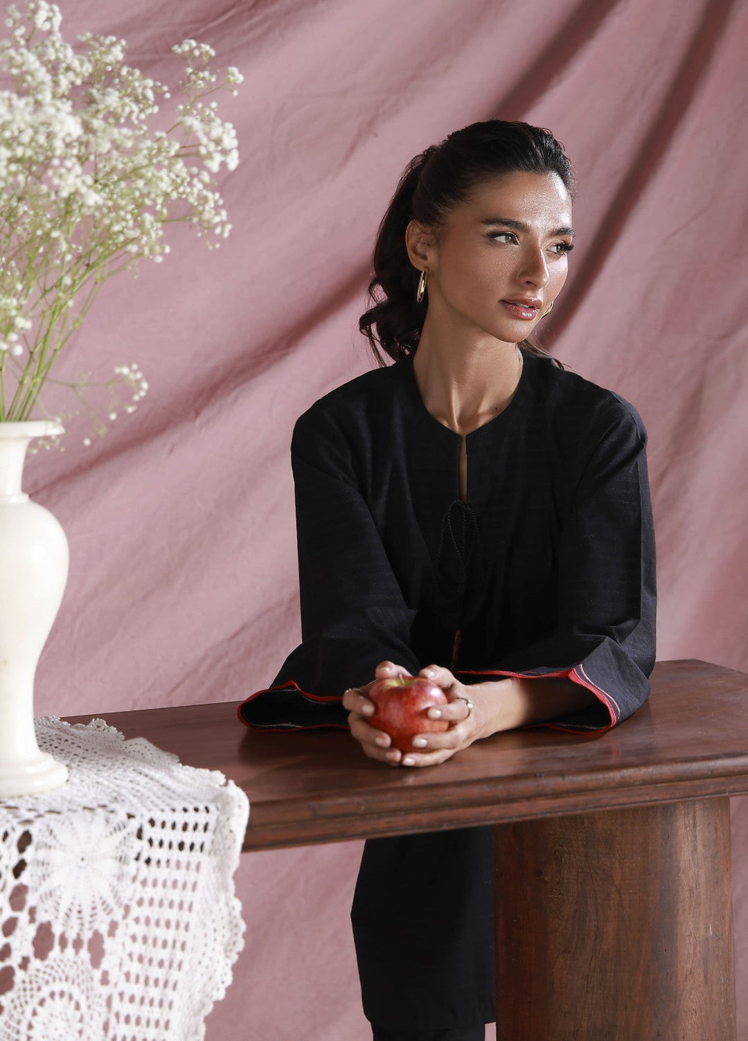Sahar Women Embroidered Dobby 2 Piece Suit Midnight Rose - Casual Collection