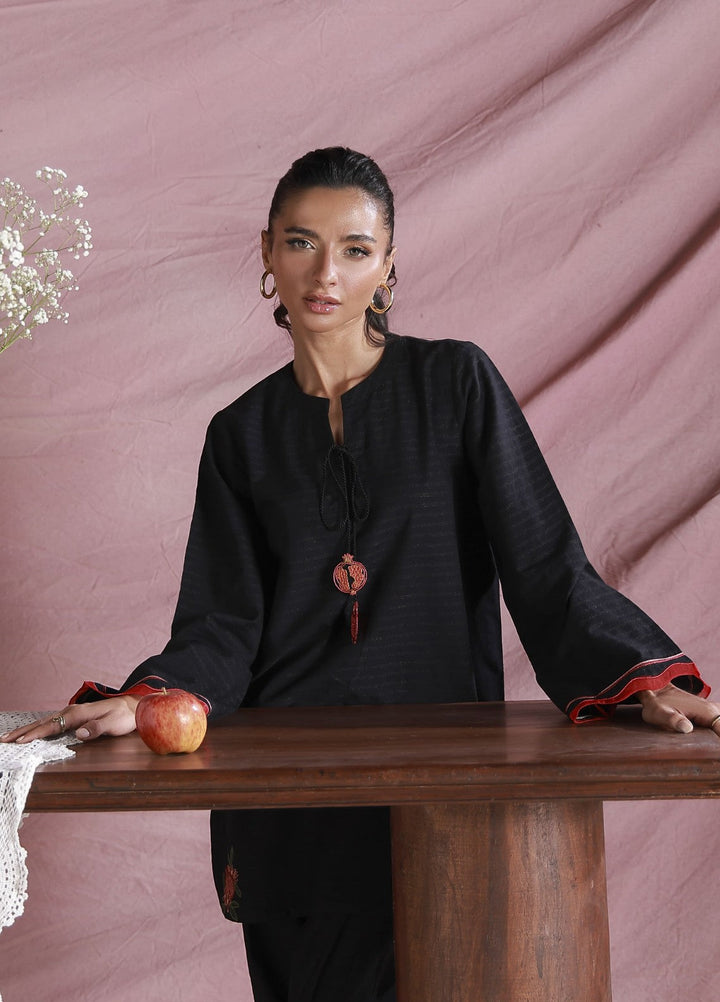 Sahar Women Embroidered Dobby 2 Piece Suit Midnight Rose - Casual Collection