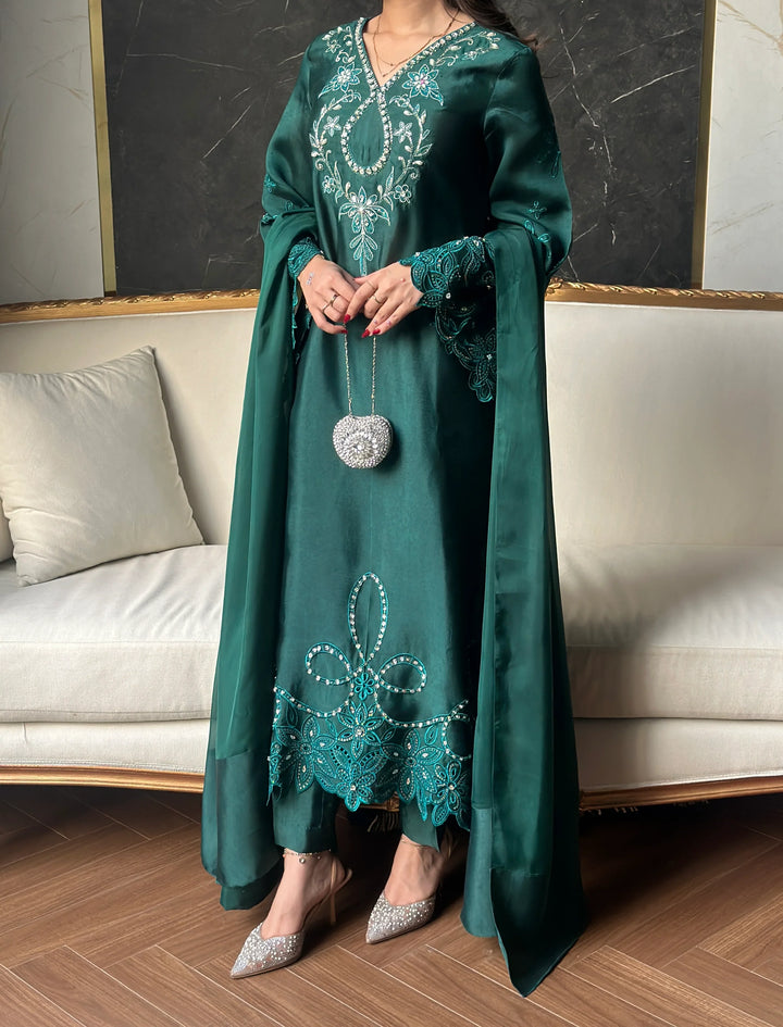 Scherezade Women RTW Embroidered Sheesha Silk 3 Piece Suit IRENA - Festive Collection