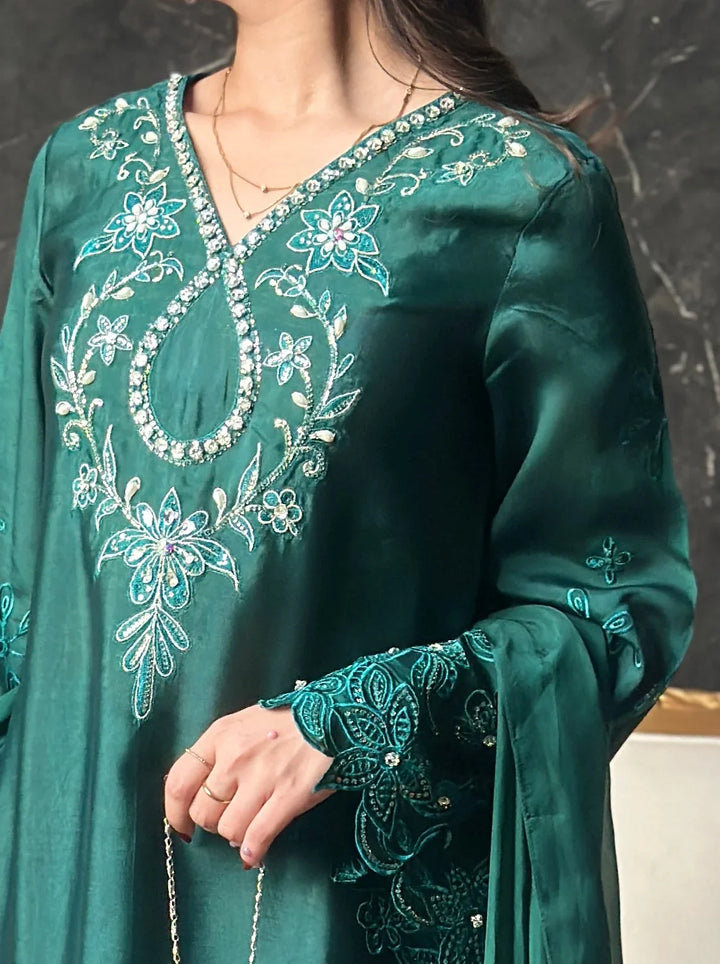 Scherezade Women RTW Embroidered Sheesha Silk 3 Piece Suit IRENA - Festive Collection