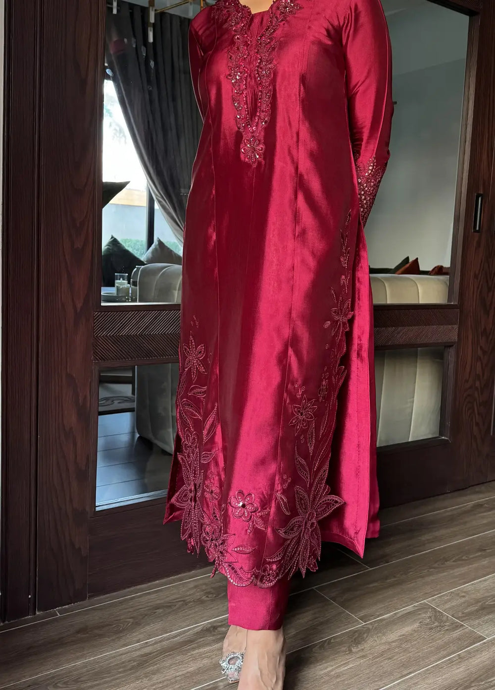 Scherezade Women RTW Embroidered Sheesha Silk 3 Piece Suit MYLA - Festive Collection