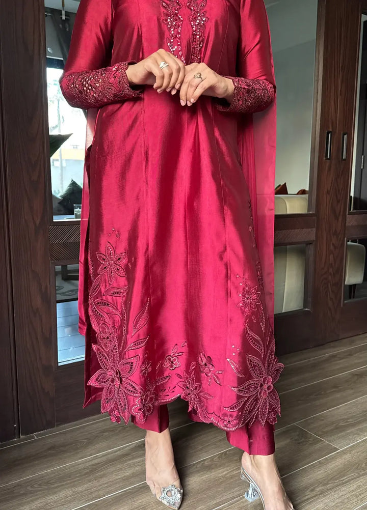 Scherezade Women RTW Embroidered Sheesha Silk 3 Piece Suit MYLA - Festive Collection
