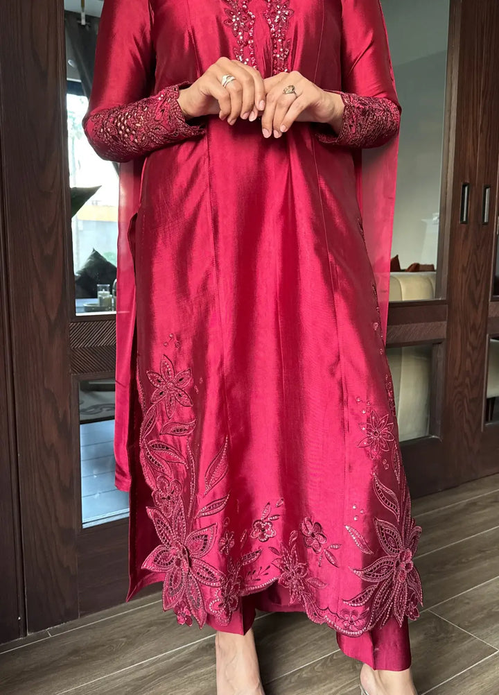 Scherezade Women RTW Embroidered Sheesha Silk 3 Piece Suit MYLA - Festive Collection