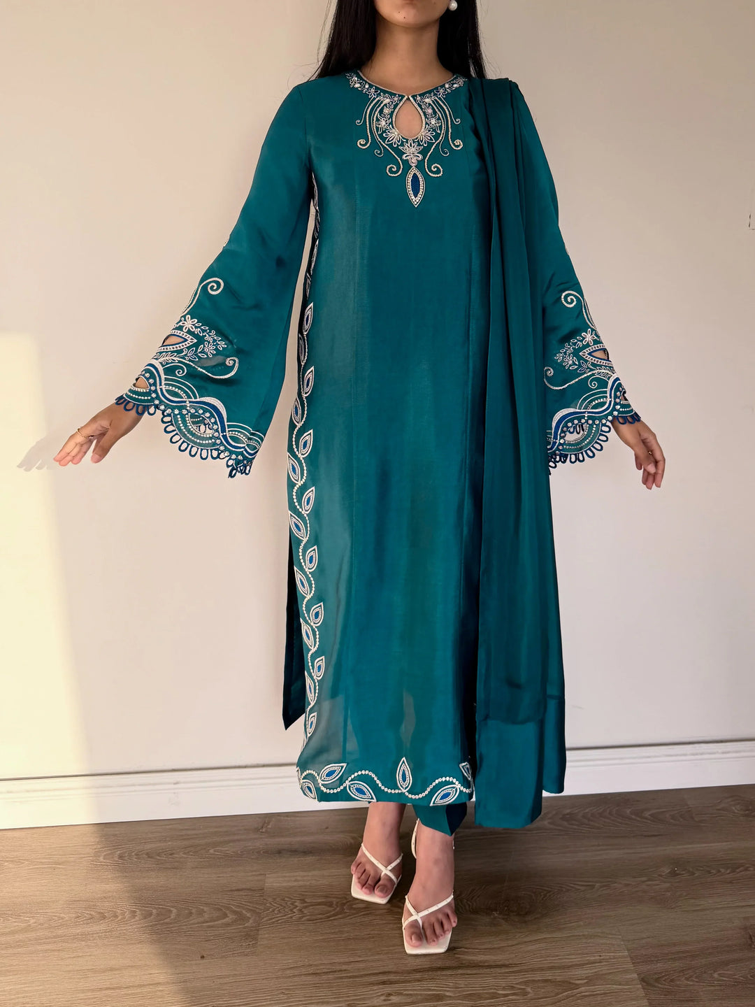 Scherezade Women RTW Embroidered Sheesha Silk 3 Piece Suit LEENA - Festive Collection
