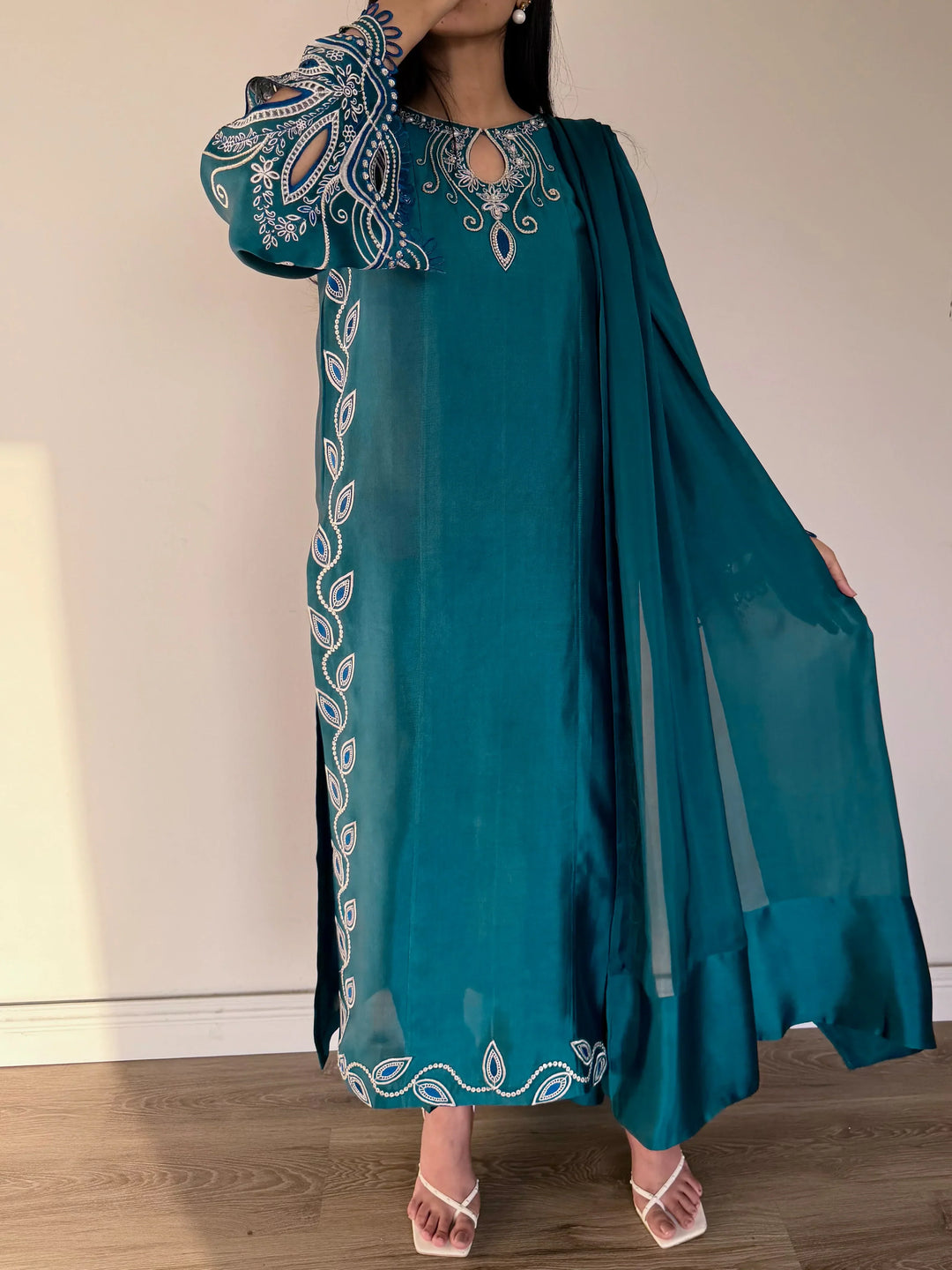 Scherezade Women RTW Embroidered Sheesha Silk 3 Piece Suit LEENA - Festive Collection
