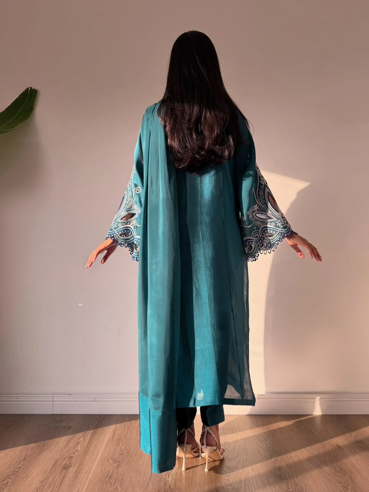 Scherezade Women RTW Embroidered Sheesha Silk 3 Piece Suit LEENA - Festive Collection