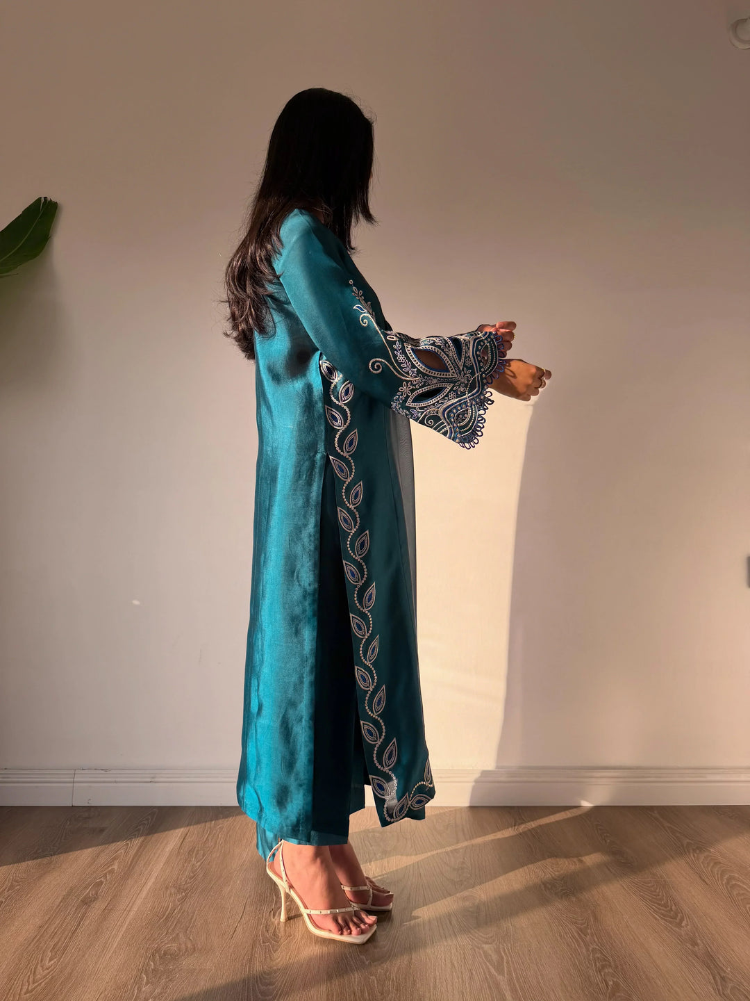Scherezade Women RTW Embroidered Sheesha Silk 3 Piece Suit LEENA - Festive Collection