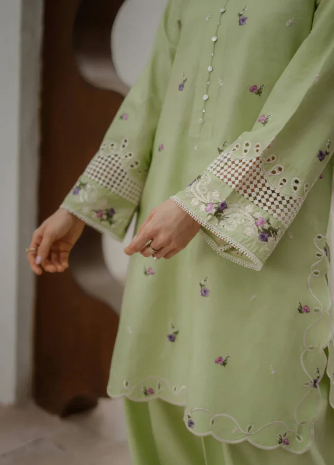 Manara by Maria RTW Embroidered Chiffon 3 Piece Suit GARDENIA Festive Collection