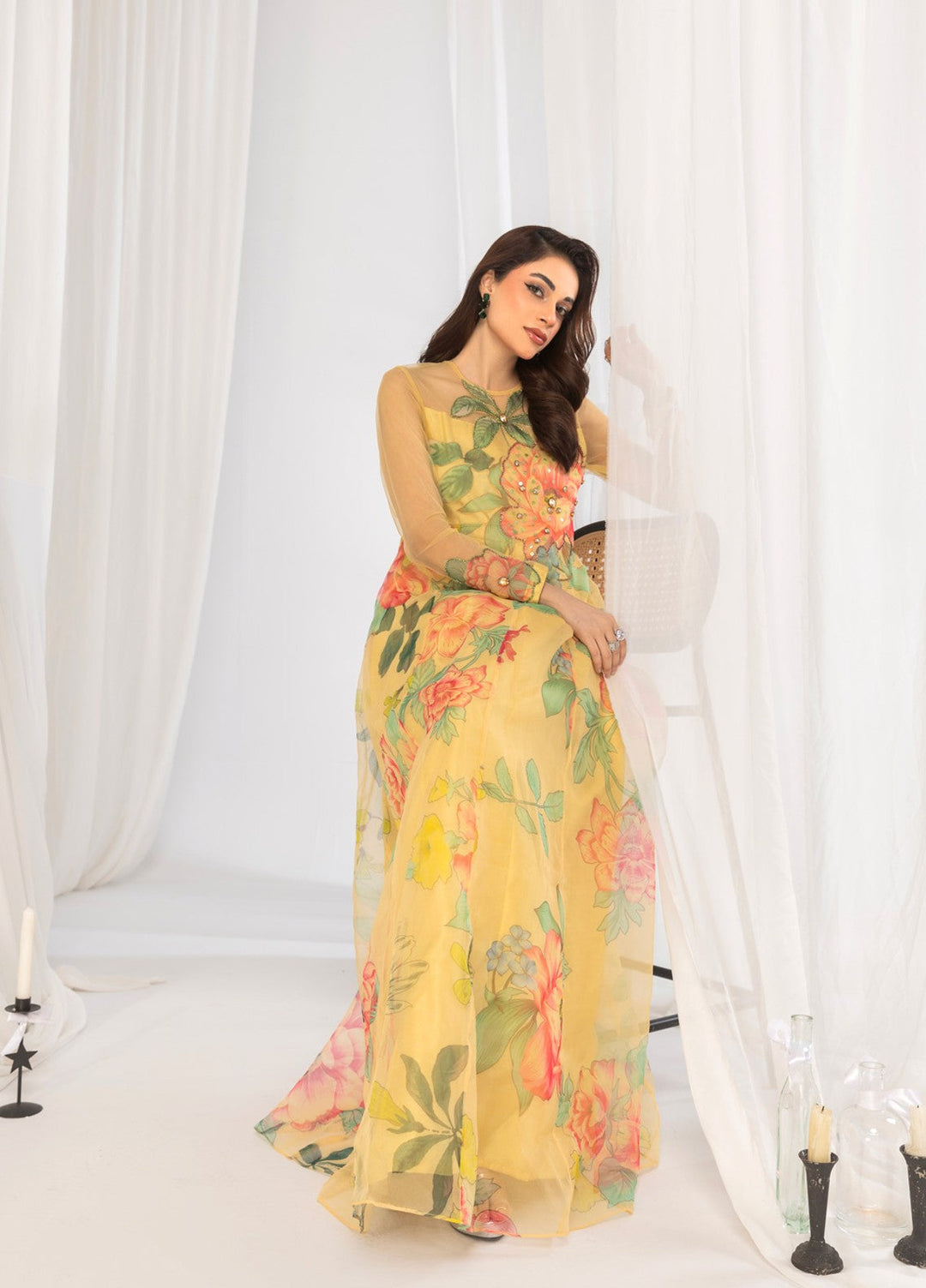 Afsana e Noor by Ibraysha RTW Embroidered Organza 4 Piece Suit Noor-E-Zarin - Festive Collection