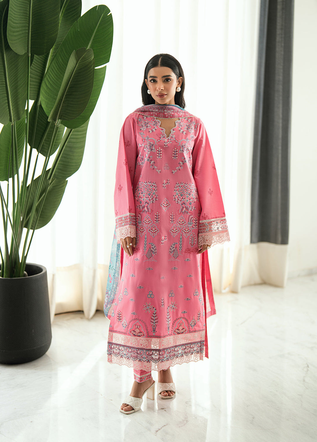 Virelle by Sahane Unstitched Embroidered Lawn 3 Piece Suit CG50007 Peony - Casual Collection