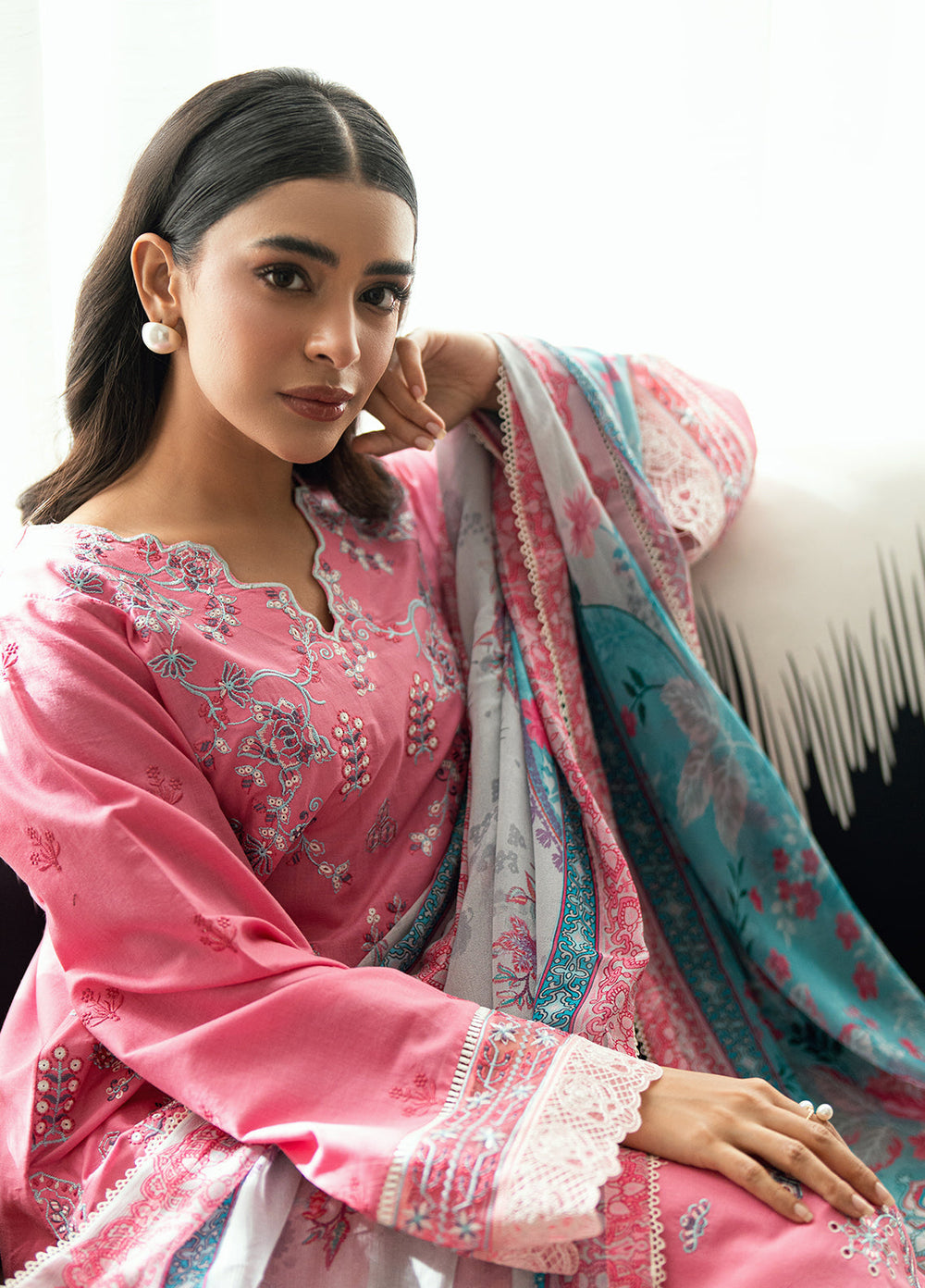 Virelle by Sahane Unstitched Embroidered Lawn 3 Piece Suit CG50007 Peony - Casual Collection
