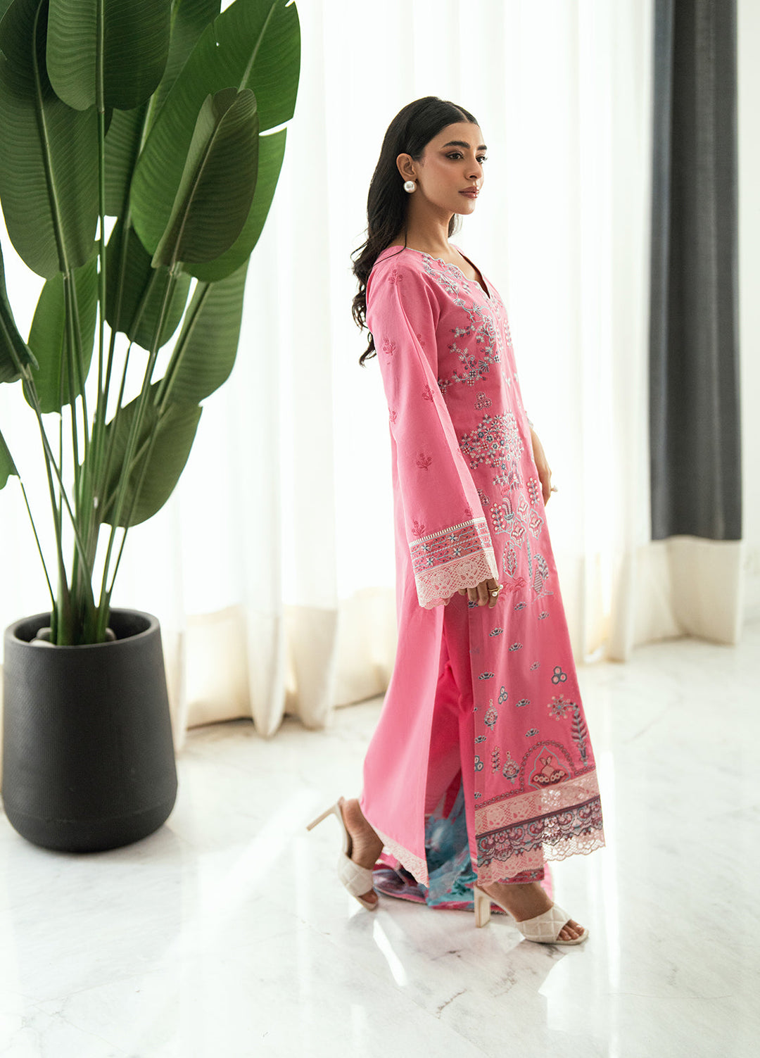 Virelle by Sahane Unstitched Embroidered Lawn 3 Piece Suit CG50007 Peony - Casual Collection