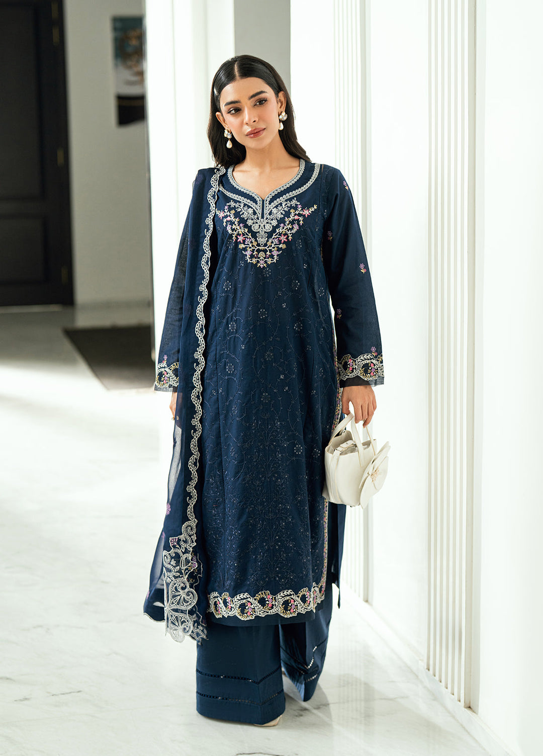 Virelle by Sahane Unstitched Embroidered Lawn 3 Piece Suit CG50008 Aster - Casual Collection