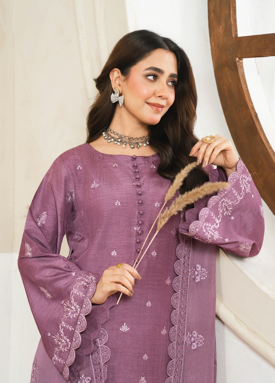 Pashmire Women RTW Embroidered Raw Silk 3 Piece Suit Zevar - Casual Collection