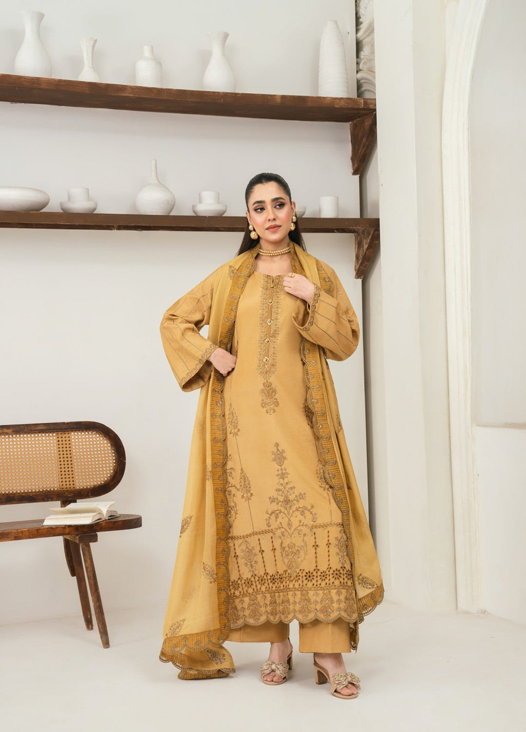 Pashmire Women RTW Embroidered Raw Silk 3 Piece Suit Azal - Casual Collection