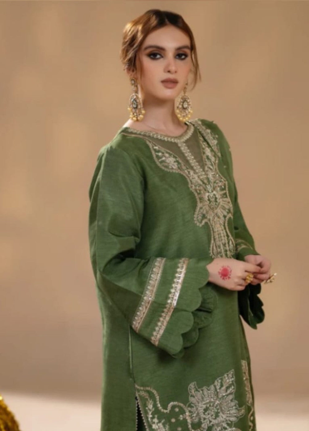 Pashmire Women RTW Embroidered Raw Silk 3 Piece Suit Sohay - Wedding Collection