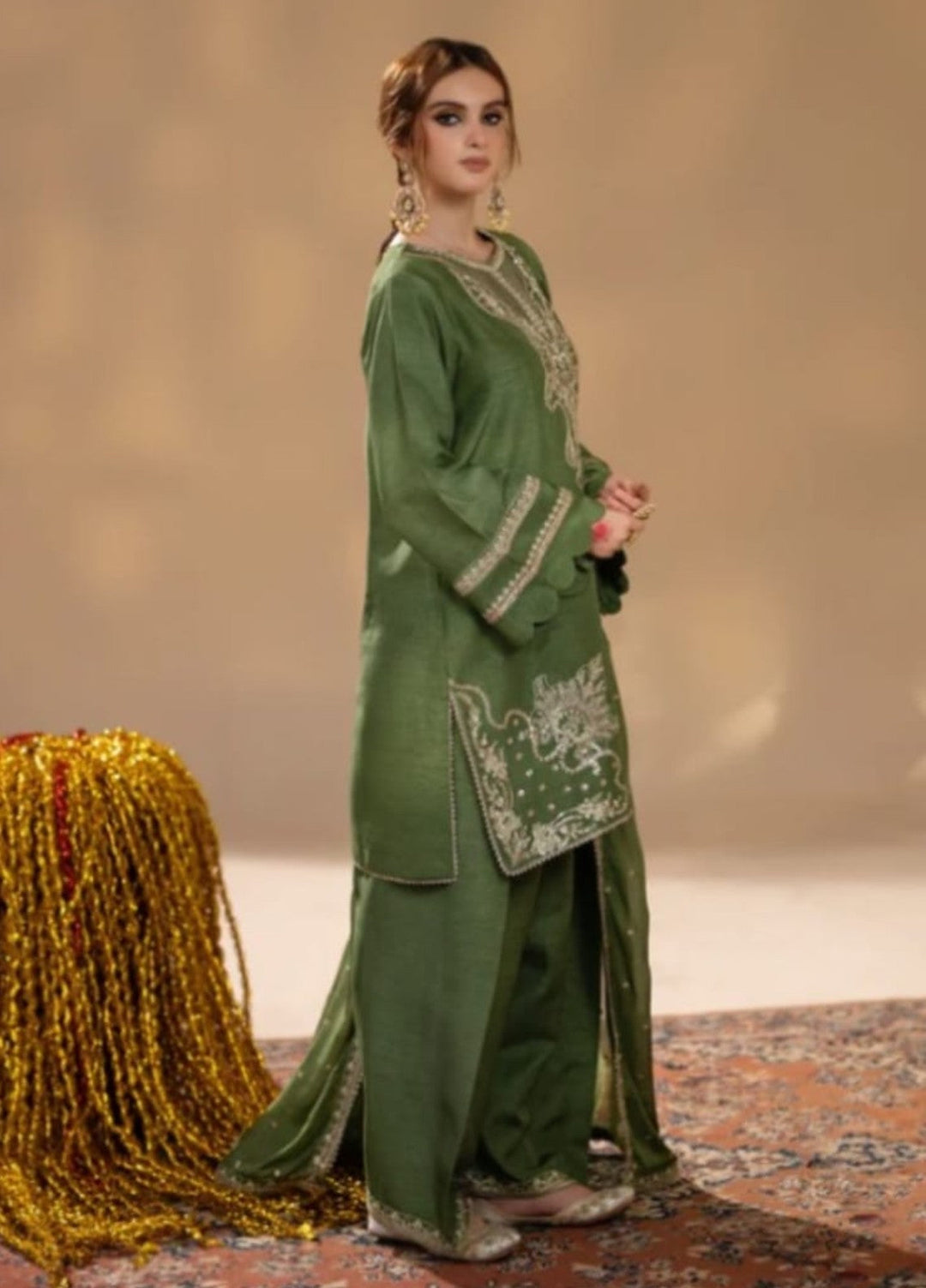 Pashmire Women RTW Embroidered Raw Silk 3 Piece Suit Sohay - Wedding Collection