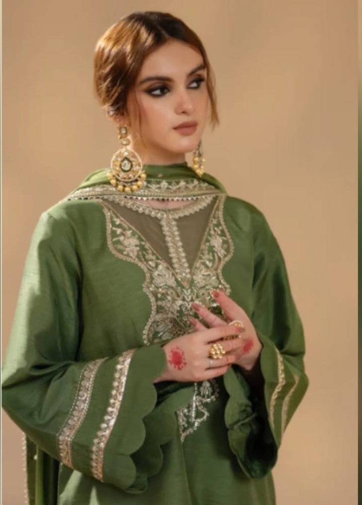 Pashmire Women RTW Embroidered Raw Silk 3 Piece Suit Sohay - Wedding Collection