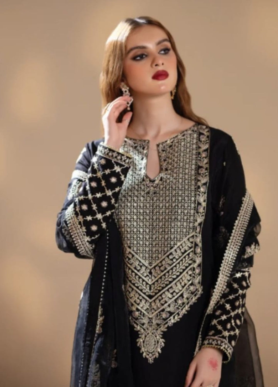 Pashmire Women RTW Embroidered Raw Silk 3 Piece Suit Zareen - Wedding Collection