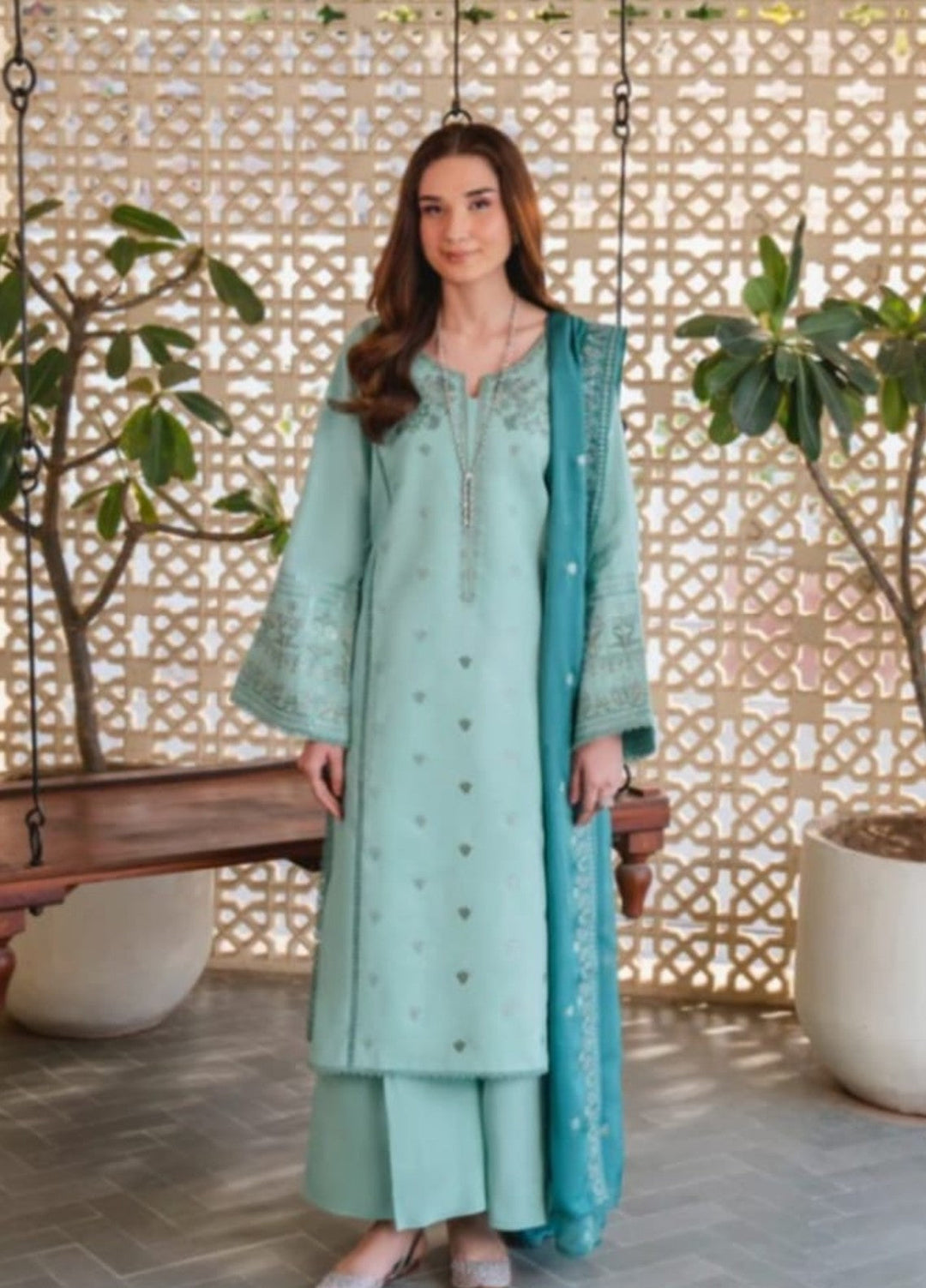 Pashmire Women RTW Embroidered Raw Silk 3 Piece Suit Lyra - Festive Collection