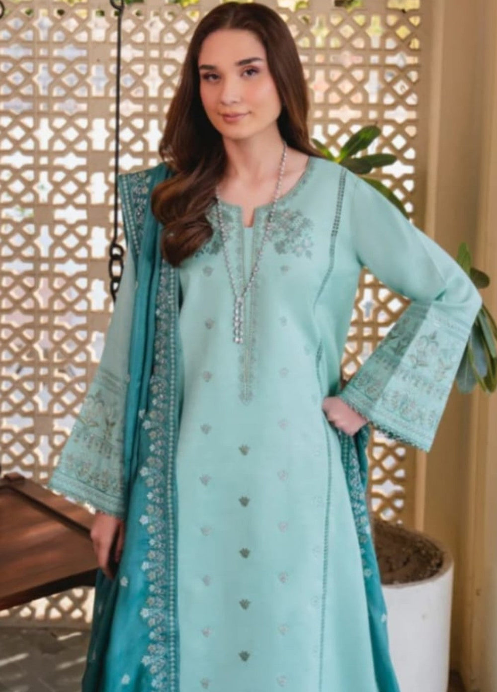 Pashmire Women RTW Embroidered Raw Silk 3 Piece Suit Lyra - Festive Collection