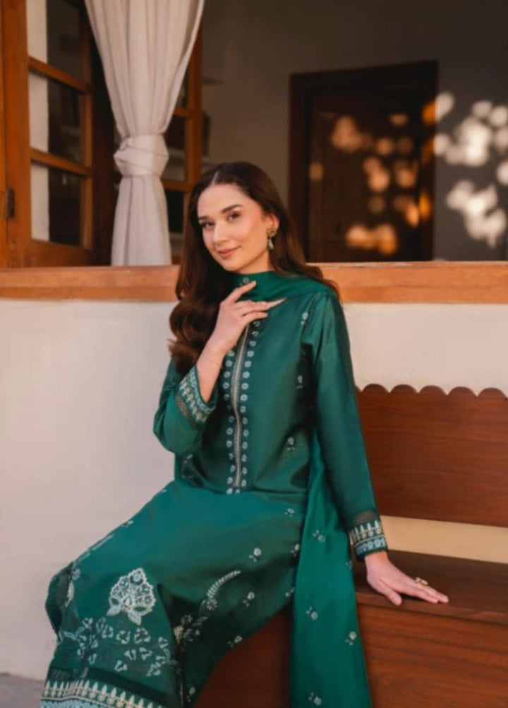 Pashmire Women RTW Embroidered Raw Silk 3 Piece Suit Celeste - Festive Collection
