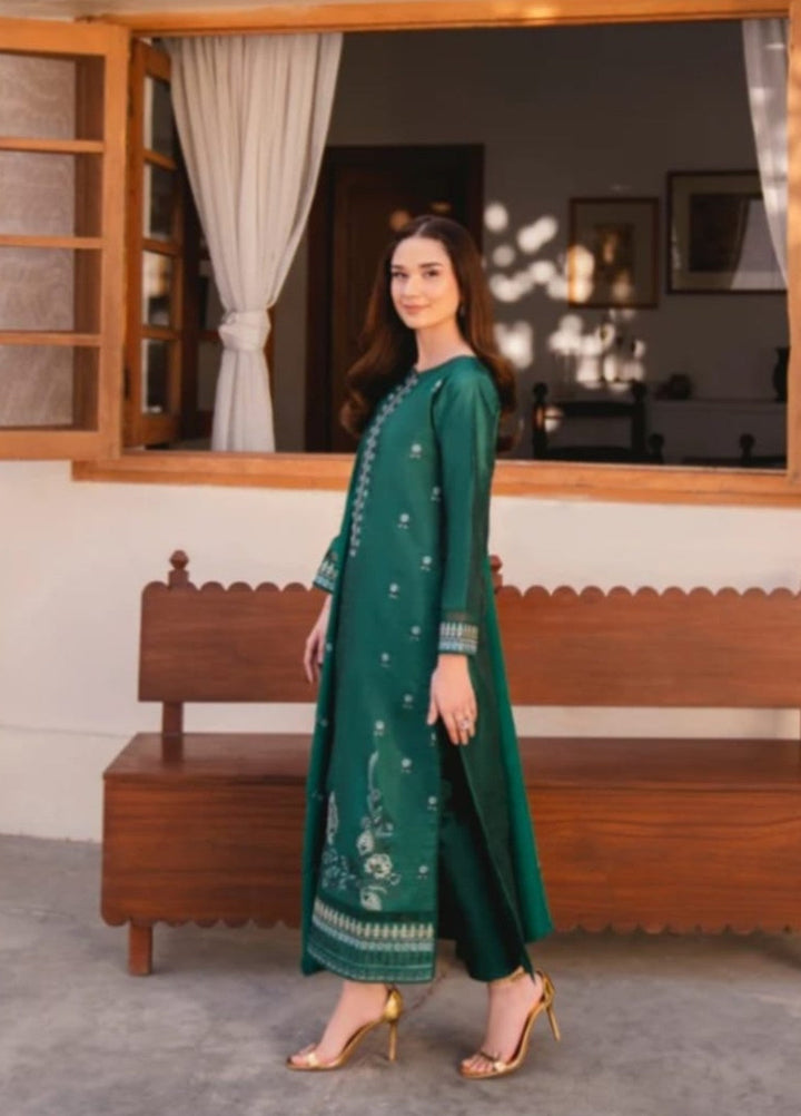 Pashmire Women RTW Embroidered Raw Silk 3 Piece Suit Celeste - Festive Collection