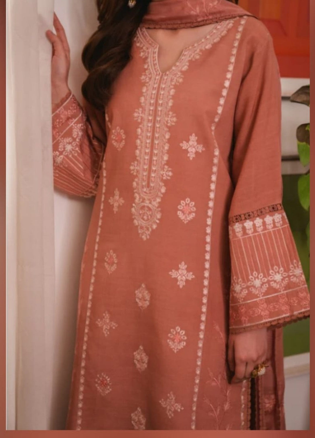 Pashmire Women RTW Embroidered Raw Silk 3 Piece Suit Rosea - Casual Collection