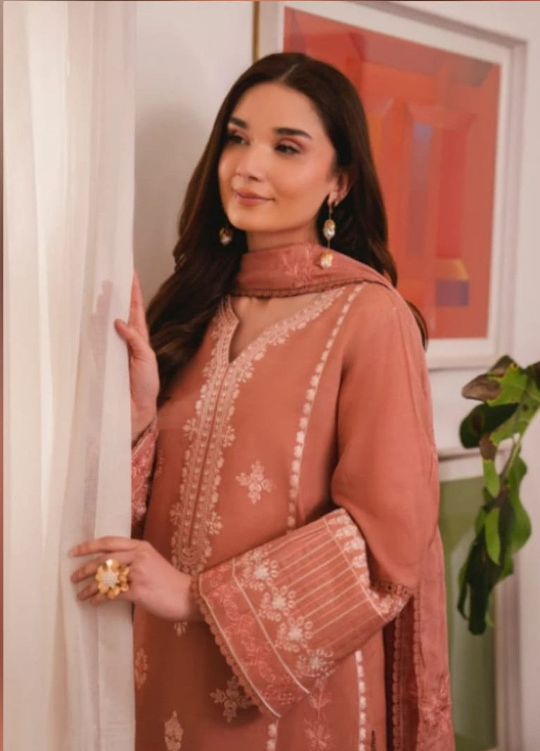 Pashmire Women RTW Embroidered Raw Silk 3 Piece Suit Rosea - Casual Collection
