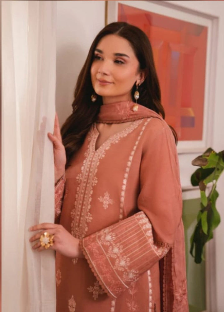 Pashmire Women RTW Embroidered Raw Silk 3 Piece Suit Rosea - Casual Collection