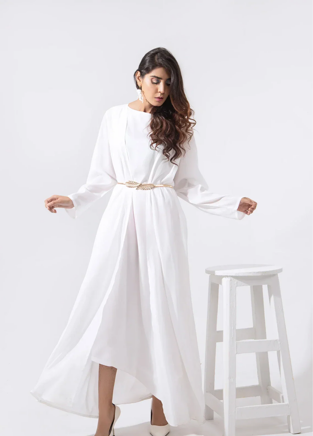 Mehr by Syah Women RTW Solids Grip 2 Piece Suit Diagonal Cut Maxi with Cape Festive Collection