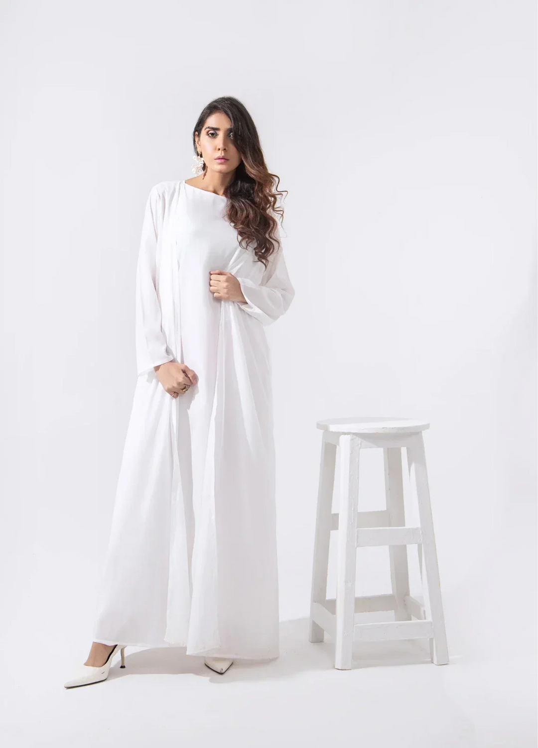 Mehr by Syah Women RTW Solids Grip 2 Piece Suit Diagonal Cut Maxi with Cape Festive Collection