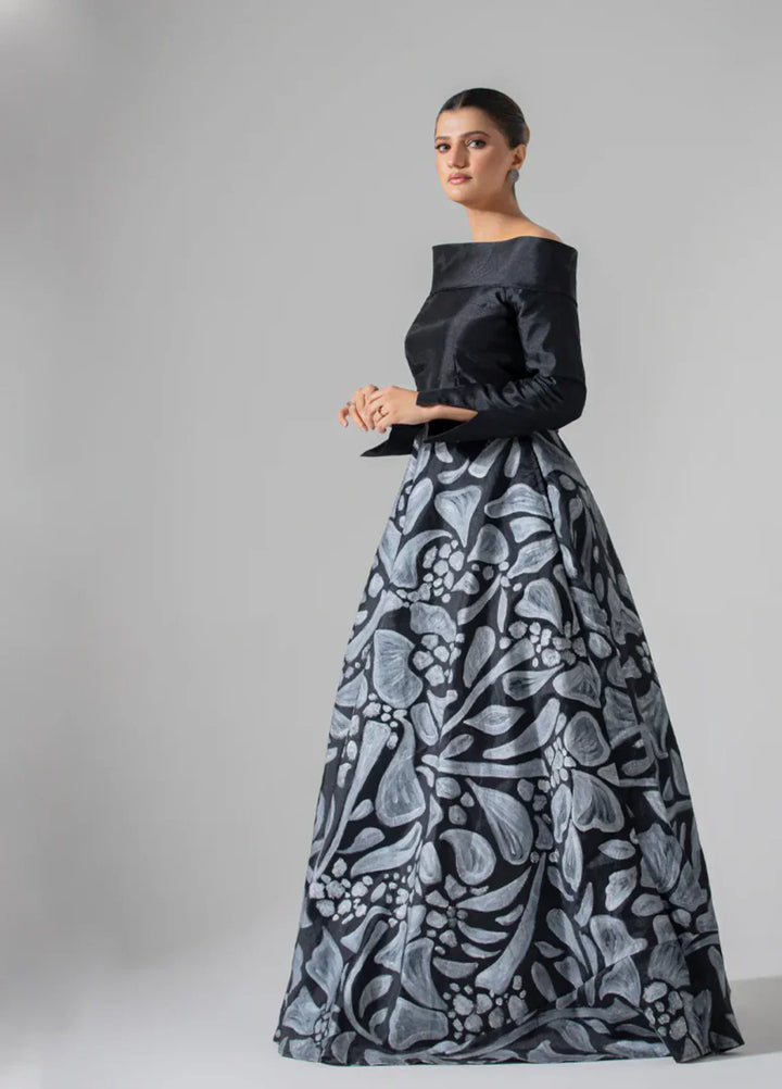 Mehr by Syah Women RTW Textured Raw Silk 2 Piece Suit Hand Painted Skirt with Top Festive Collection