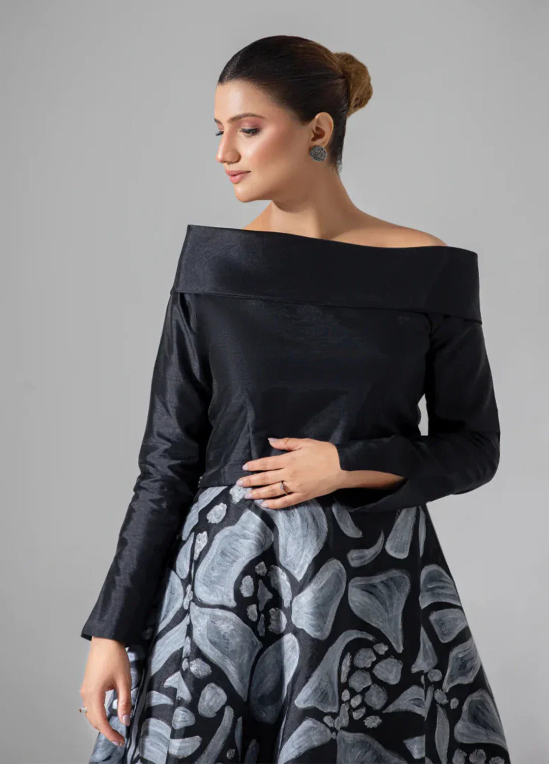 Mehr by Syah Women RTW Textured Raw Silk 2 Piece Suit Hand Painted Skirt with Top Festive Collection