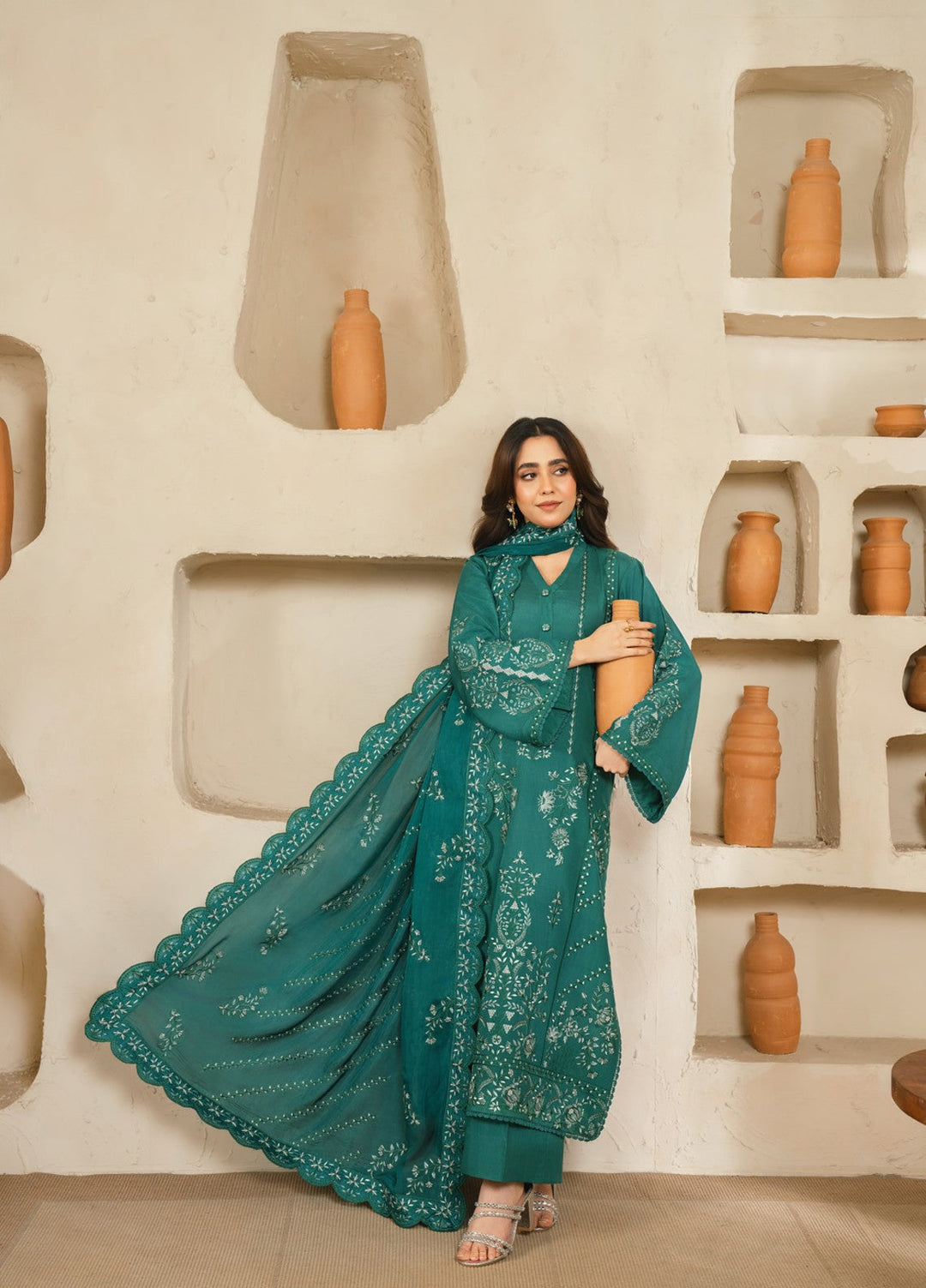 Pashmire Women RTW Embroidered Raw Silk 3 Piece Suit Noorani - Casual Collection