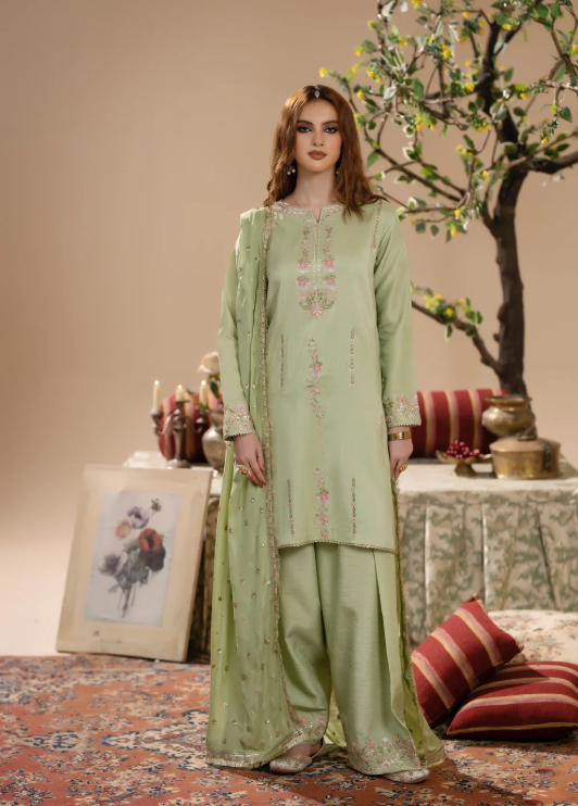 Jahanara by Pashmire Women RTW Embroidered Raw Silk 3 Piece Suit Sahar Wedding Collection