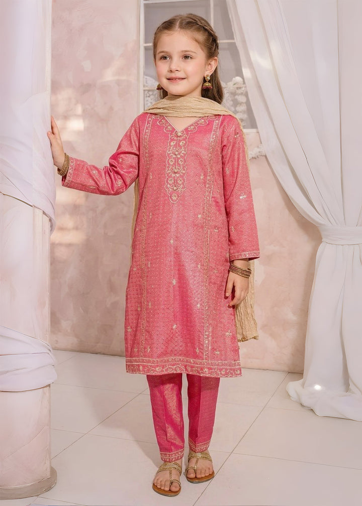 Modest Girls RTW Embroidered Mesuri 3 Piece Suit Pink-M1 Festive Collection